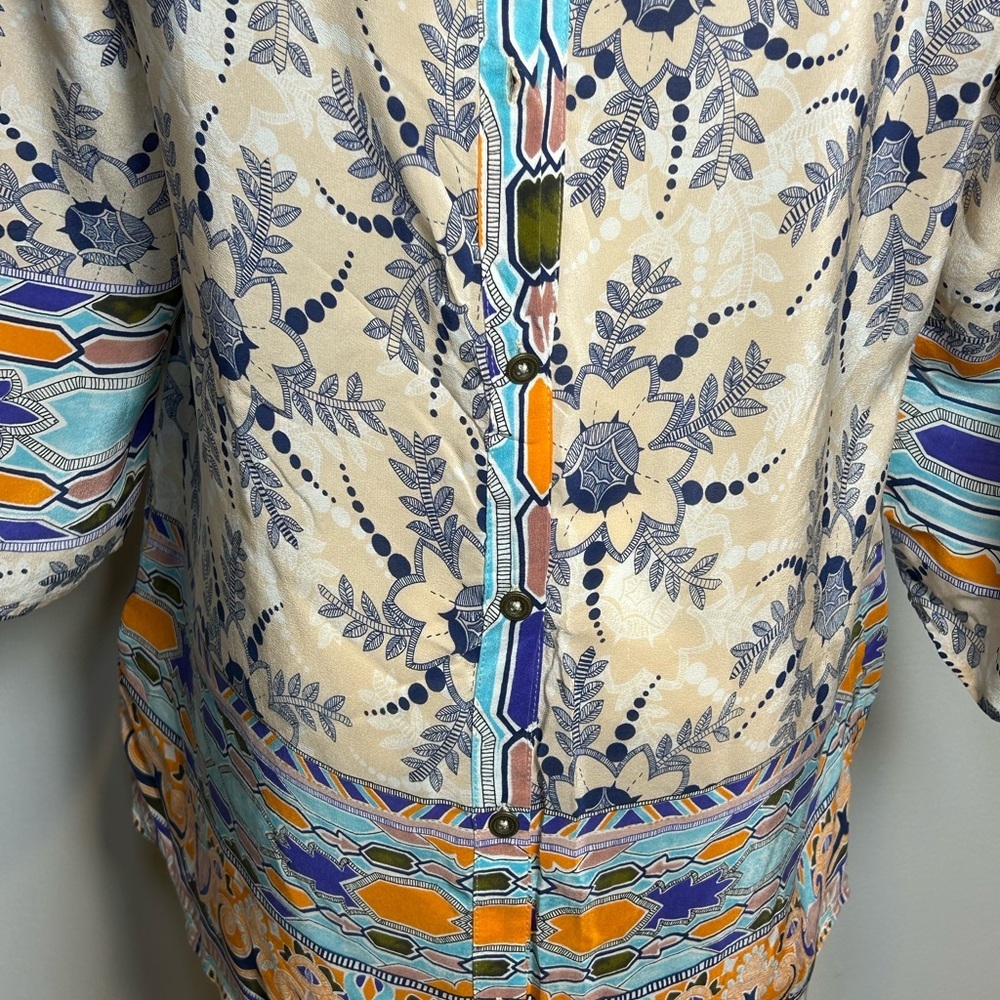 Maeve Anthropologie Multicolor Boho Floral blouse women’s size 10 3/4 sleeve - Picture 7 of 13